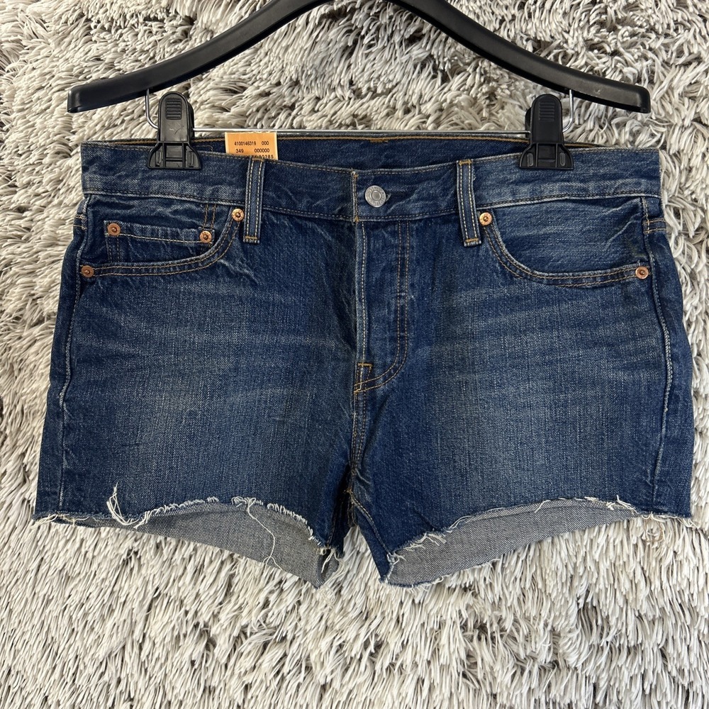 Levi's 501 Vintage Straight Leg Button Fly Raw Hem Cut Off Denim 29 Shorts Y2K